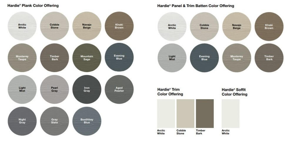 Color palette for James Hardie Siding in Dallas, TX