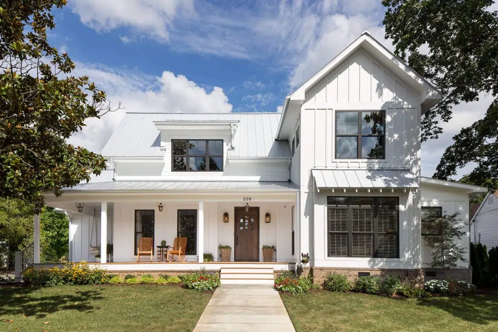 Board and Batten Siding in Arctic White Professional siding contractor in Kansas City, MO - we work with James Hardie, cedar, vinyl siding.