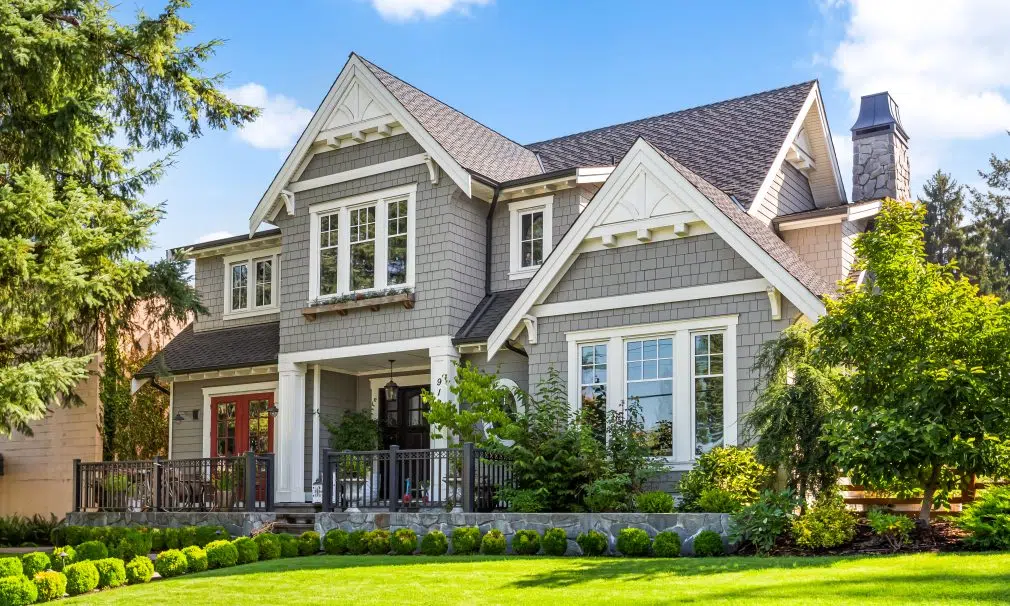 James Hardie Shingles in Pearl Gray by Ideal Siding Durham Exterior home siding - installation and replacement cost of James Hardie, cedar, vinyl siding in Durham, NC